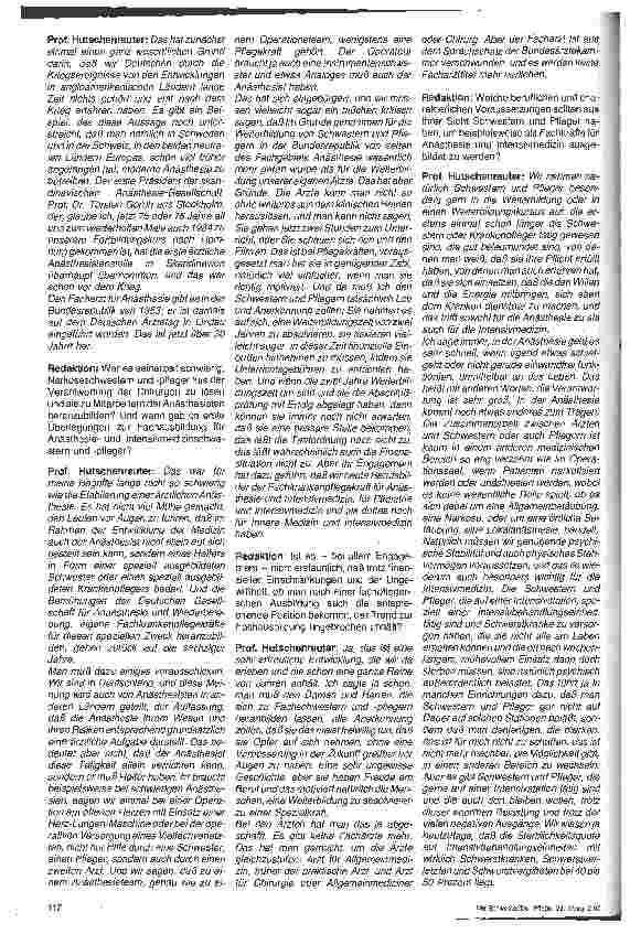 Vorschauseite 2: Der Anästhesist braucht Schwestern und Pfleger