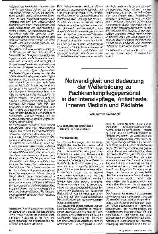 Vorschauseite 4: Der Anästhesist braucht Schwestern und Pfleger