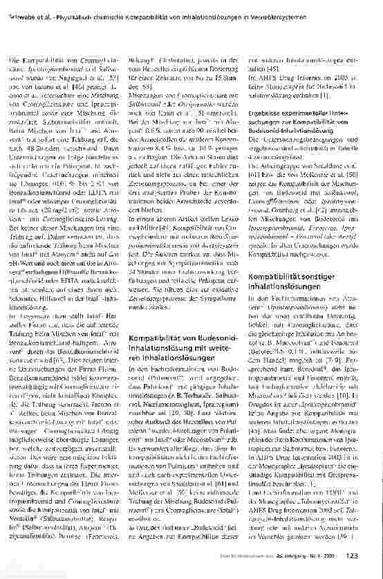 Vorschauseite 5: Physikalisch-chemische Kompatibilität von Inhalationslösungen in Verneblersystemen