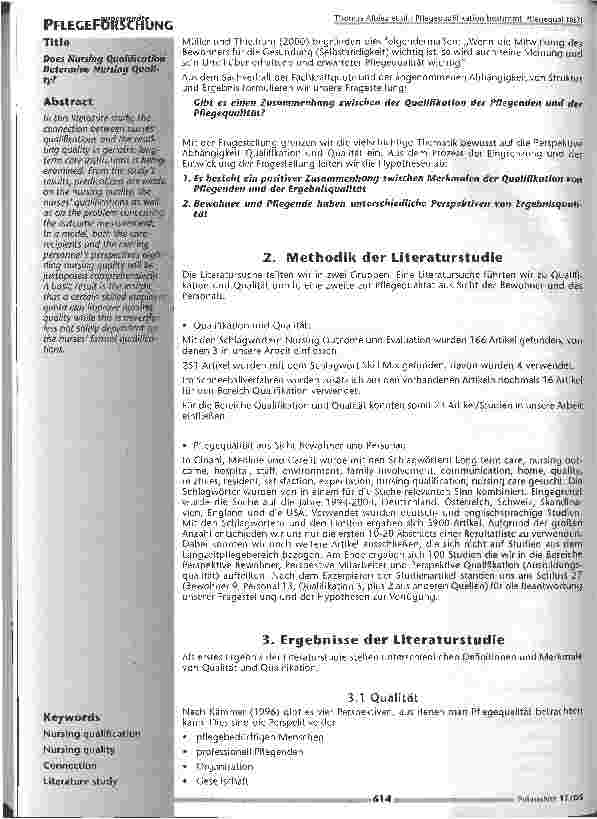 Vorschauseite 2: Pflegequalifikation bestimmt Pflegequalität?!