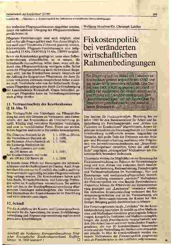 Vorschauseite 4: Leitsätze für konfessionelle Krankenhäuser zur Interpretation der BPFLV gültig ab 1.1.1986