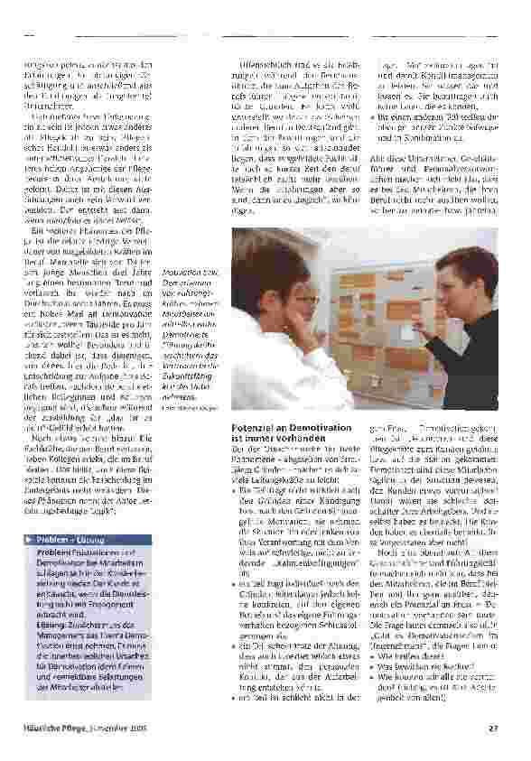 Vorschauseite 2: Frustauslösern auf der SpurVon der Motivation der Mitarbeiter hängt der Erfolg des Pflegedienstes ab