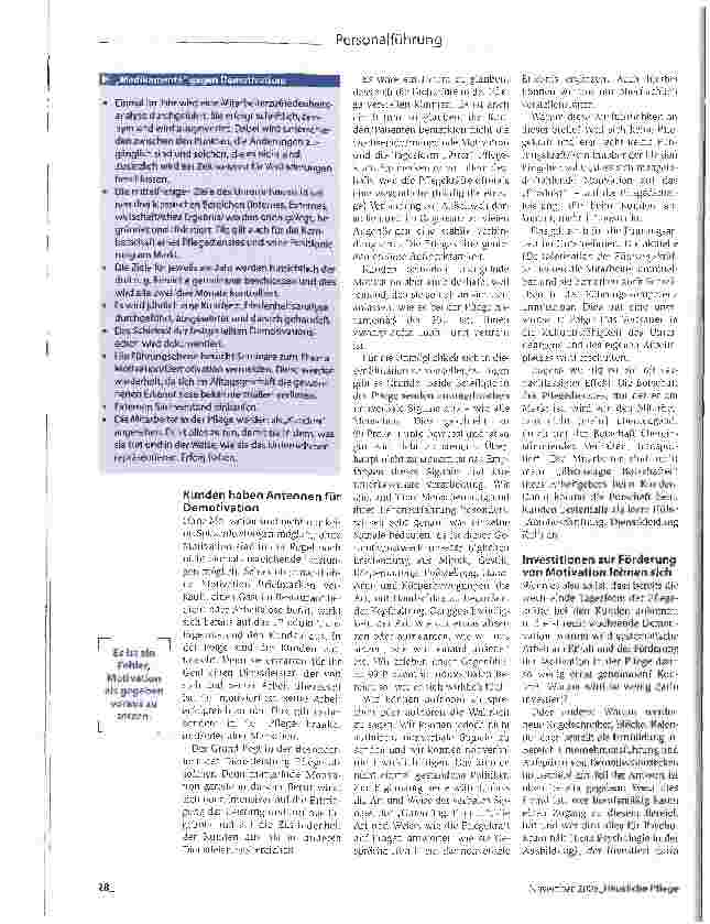 Vorschauseite 3: Frustauslösern auf der SpurVon der Motivation der Mitarbeiter hängt der Erfolg des Pflegedienstes ab