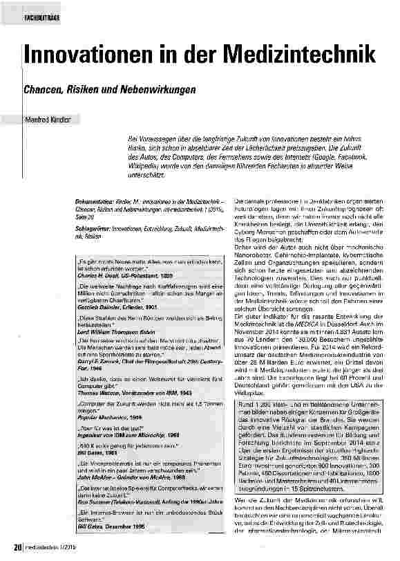 Vorschauseite 1: Innovationen in der Medizintechnik