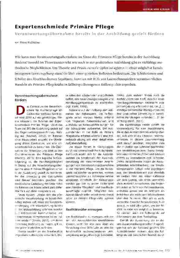 Vorschauseite 1: Expertenschmiede Primäre Pflege