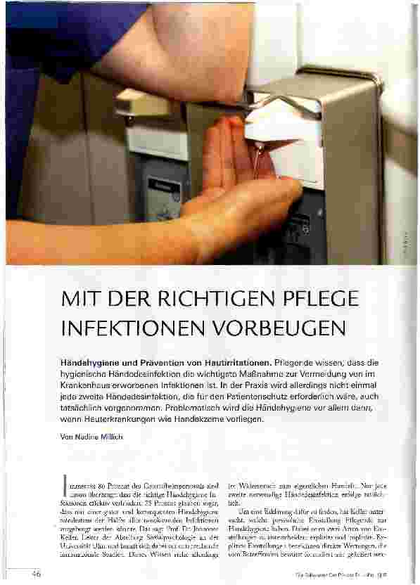 Vorschauseite 1: MIT DER RICHTIGEN PFLEGE INFEKTIONEN VORBEUGEN