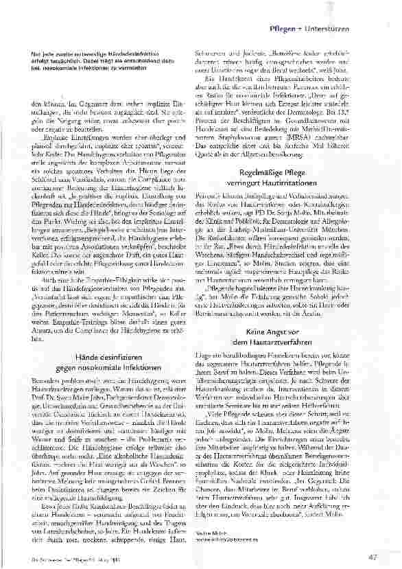 Vorschauseite 2: MIT DER RICHTIGEN PFLEGE INFEKTIONEN VORBEUGEN
