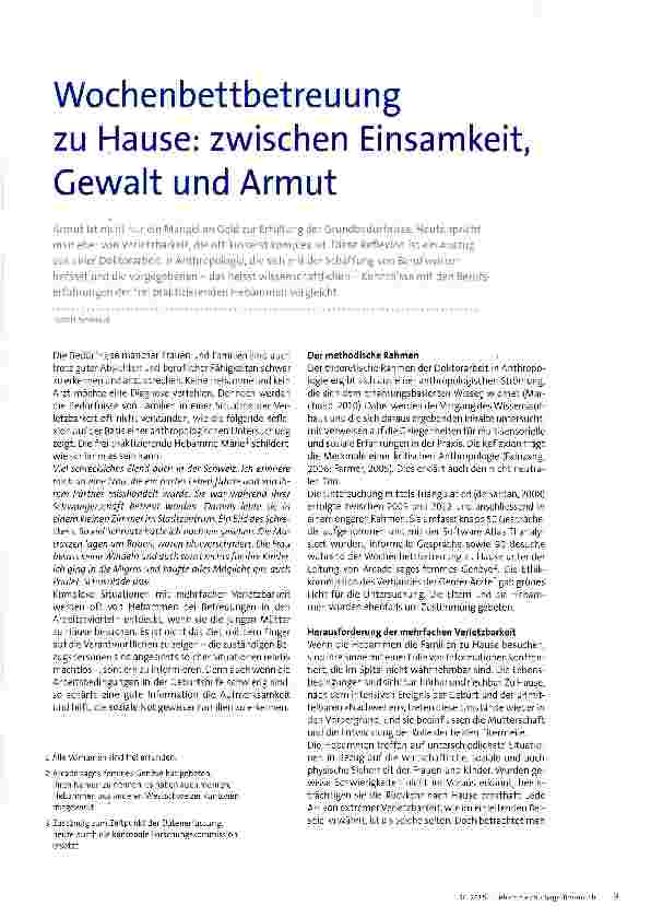 Vorschauseite 1: Wochenbettbetreuung zu Hause: zwischen Einsamkeit, Gewalt und Armut