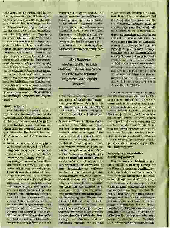 Vorschauseite 2: Pflegeausbildung im Umbruch. Modellprojekte und die Entwicklung neuer Curricula