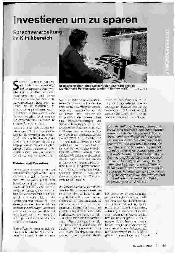 Vorschauseite 1: Investieren um zu sparen