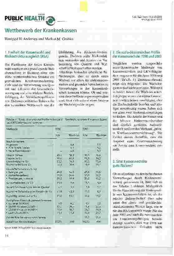 Vorschauseite 1: Wettbewerb der Krankenkassen
