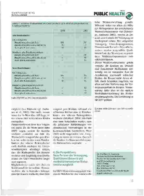 Vorschauseite 2: Wettbewerb der Krankenkassen