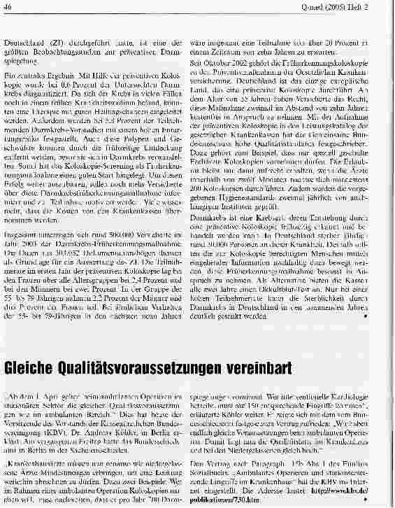 Vorschauseite 2: Gelungener Start der qualitätsgesicherten Präventivmaßnahme