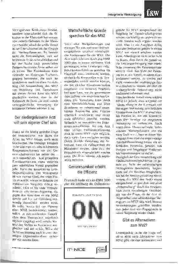 Vorschauseite 2: Ein Medizinisches Versorgungszentrum macht auchin der Kleinstadt Sinn