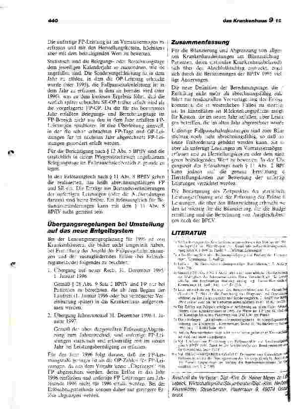 Vorschauseite 5: Bilanzierungsund Abgrenzungsfragen für die Entgelte nach der BPflV 1995