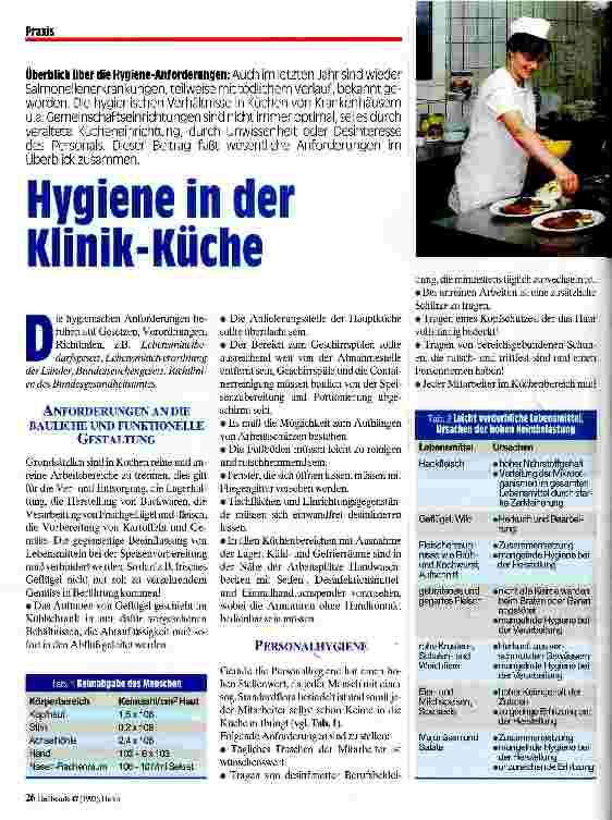 Vorschauseite 1: Hygiene in der Klinik-Küche Überblick über die Hygiene-Anforderungen