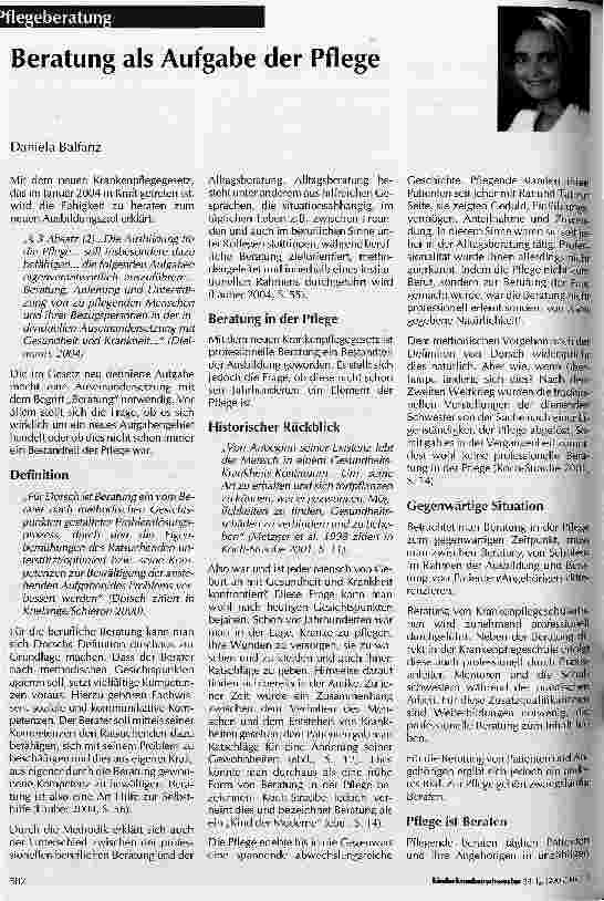 Vorschauseite 1: Beratung als Aufgabe der Pflege