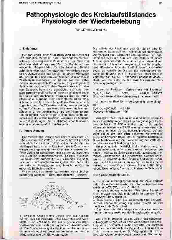 Vorschauseite 1: Pathophysiologie des Kreislaufstillstandes Physiologie der Wiederbelebung