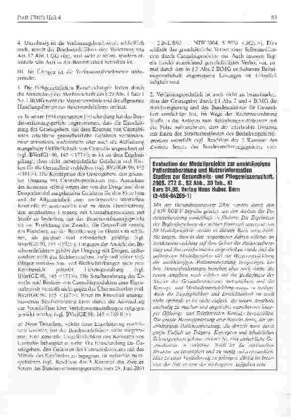 Vorschauseite 2: Haschischkauf bleibt unzulässig - Kein Erwerb für Selbstmedikation
