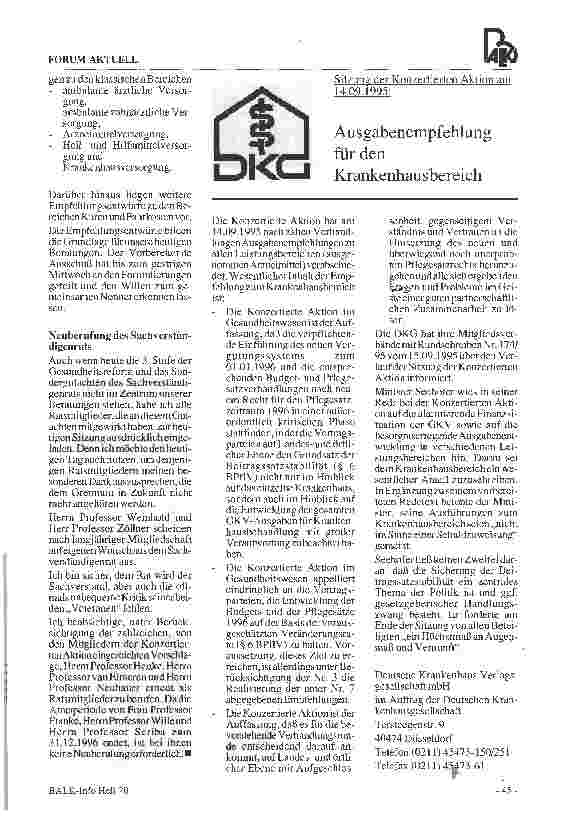 Vorschauseite 5: Rede des Gesundheitsministers Horst Seehofer bei der Sitzung der Konzertierten Aktion im Gesundheitswesen am 14. September 1995 in Bonn