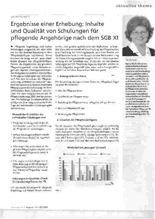 Vorschauseite 1: Ergebnisse einer Erhebung: Inhalte und Qualität von Schulungen für pflegende Angehörige nach dem SGB XI