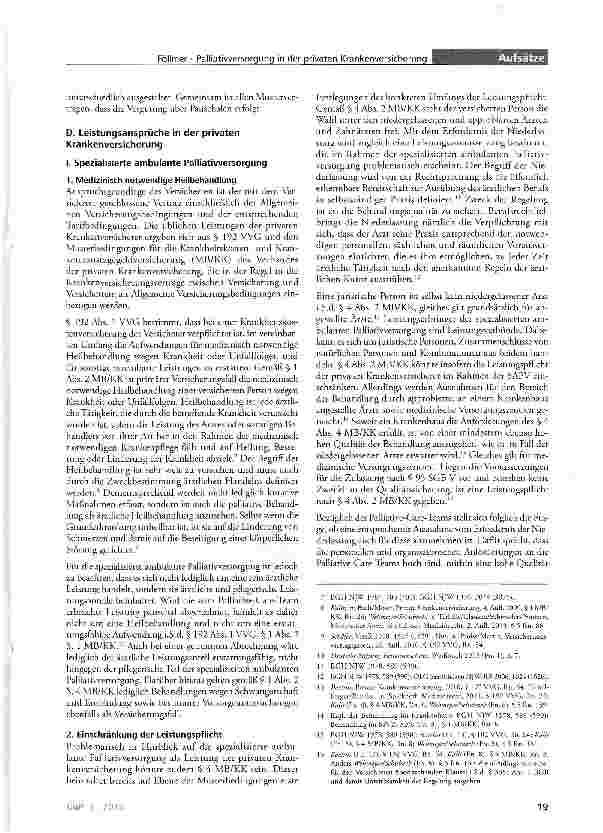 Vorschauseite 3: Palliatiwersorgung in der privaten Krankenversicherung