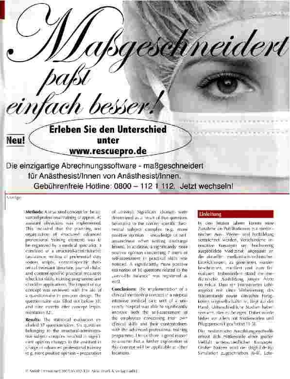 Vorschauseite 2: Innovationen in derintensivmedizinischenWeiterbildungDas Aachener „Clinical-Mentor-Konzept in deroperativen Intensivmedizin und Intermediate Care