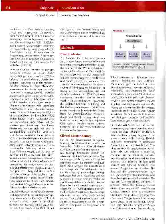 Vorschauseite 3: Innovationen in derintensivmedizinischenWeiterbildungDas Aachener „Clinical-Mentor-Konzept in deroperativen Intensivmedizin und Intermediate Care