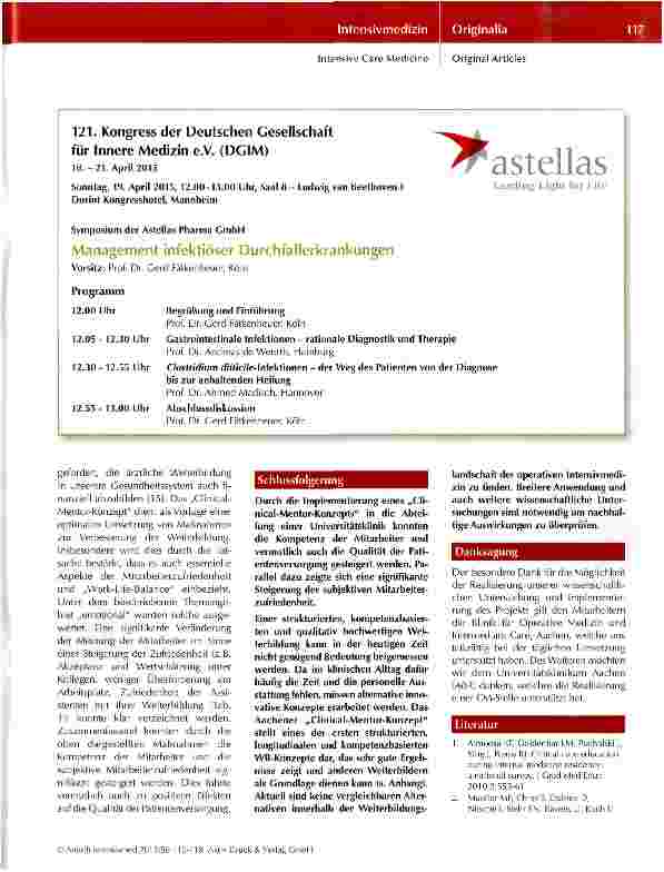 Vorschauseite 6: Innovationen in derintensivmedizinischenWeiterbildungDas Aachener „Clinical-Mentor-Konzept in deroperativen Intensivmedizin und Intermediate Care