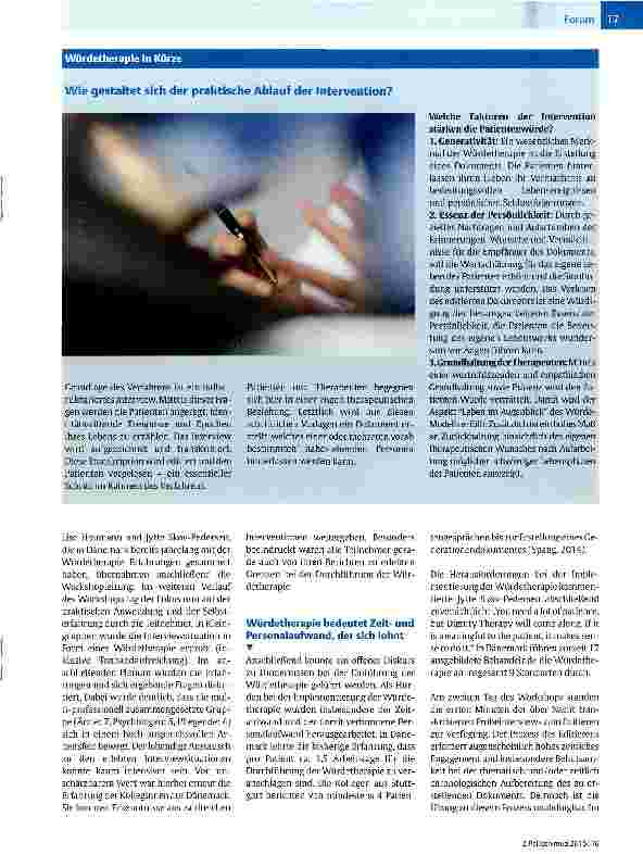 Vorschauseite 2: 1. Mainzer Workshop zur Dignity Therapy - Rückblick