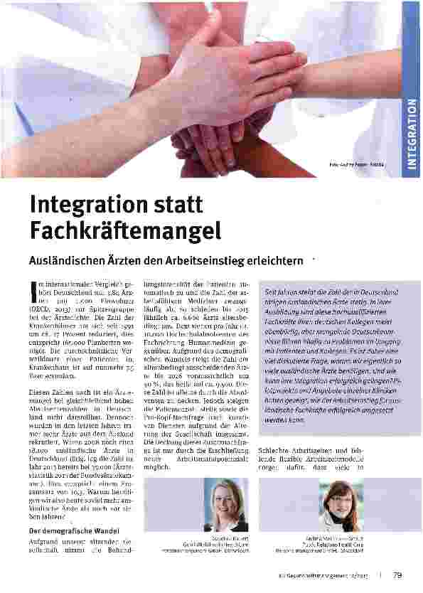 Vorschauseite 1: Integration statt Fachkräftemangel