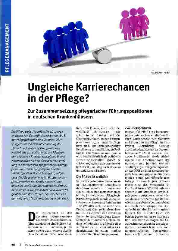 Vorschauseite 1: Ungleiche Karrierechancen in der Pflege?