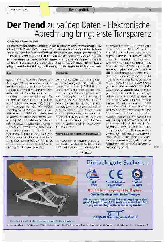 Vorschauseite 1: Der Trend zu validen Daten - Elektronische Abrechnung bringt erste Transparenz