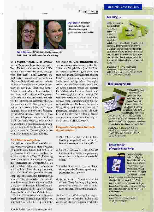 Vorschauseite 2: Reflecting Team. Die kollegiale Fallberatung macht Schluss damit, Probleme zwischen Tür und Angel lösen zu wollen