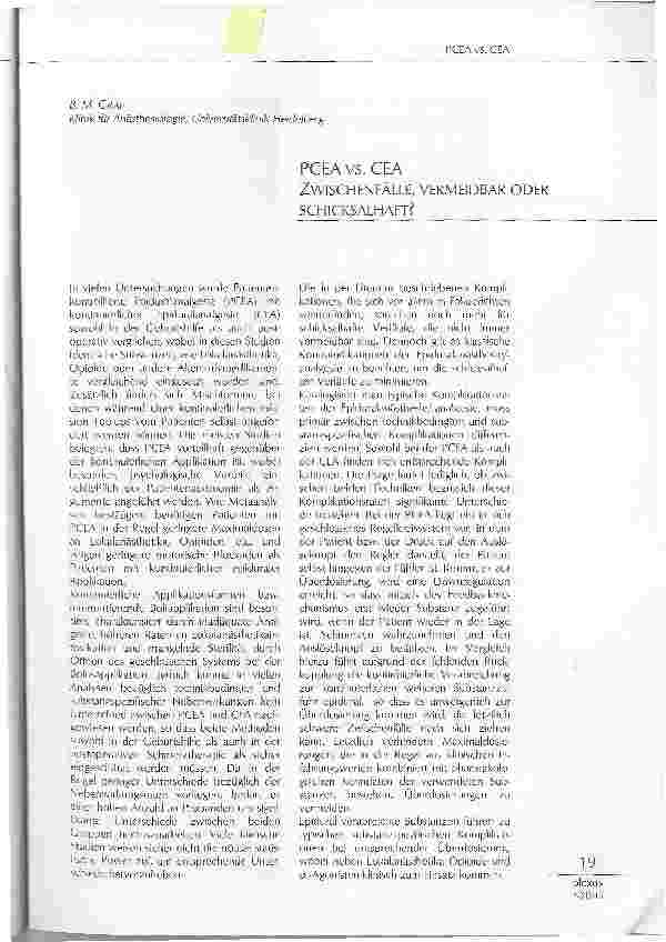 Vorschauseite 1: PCEA VS. CEAZWISCHENFÄLLE, VERMEIDBAR ODER SCHICKSALHAFT?