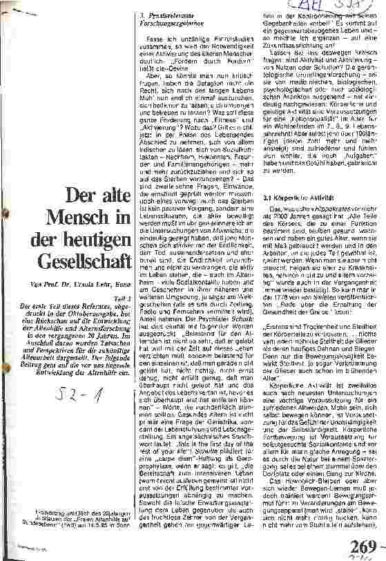 Vorschauseite 1: Der alte Mensch in der heutigen Gesellschaft