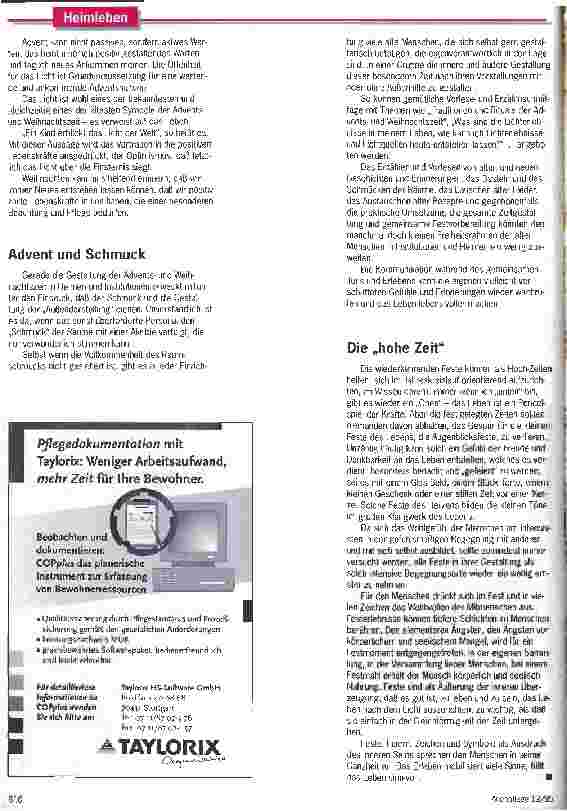 Vorschauseite 4: Die kleinen und großen Feste des Lebens Farbtupfer im Altag: Feste und Feiern in Heimen