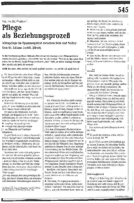 Vorschauseite 1: Pflege als Beziehungsprozeß Altenpflege im Spannungsfeld zwischen Sein und Sollen