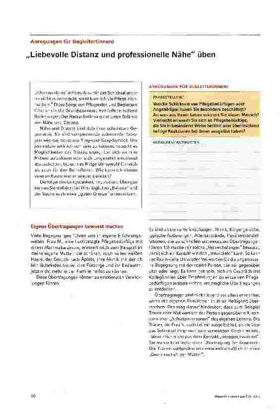 Vorschauseite 1: Anregungen für Begleiter(innen) Liebevolle Distanz und professionelle Nähe üben