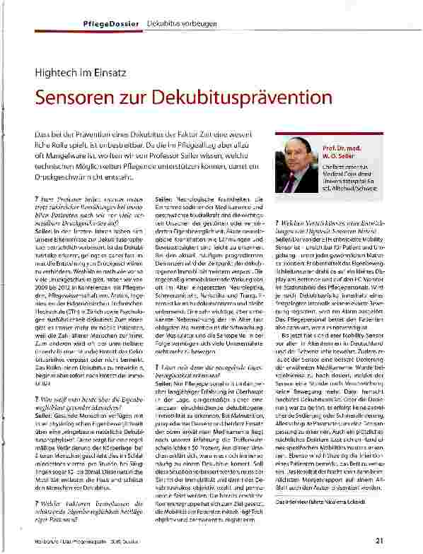 Vorschauseite 1: Sensoren zur Dekubitusprävention