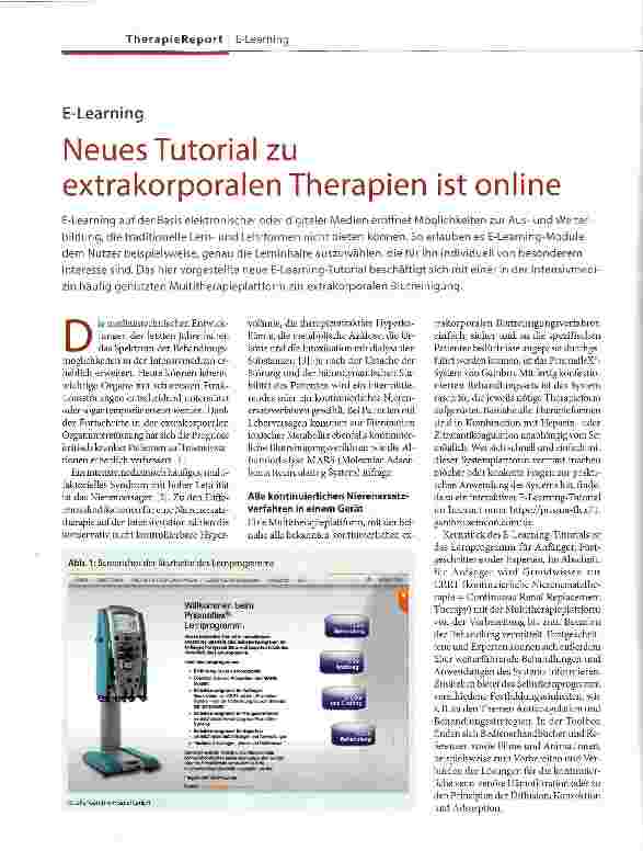 Vorschauseite 1: E-Learning Neues Tutorial zu extrakorporalen Therapien ist online