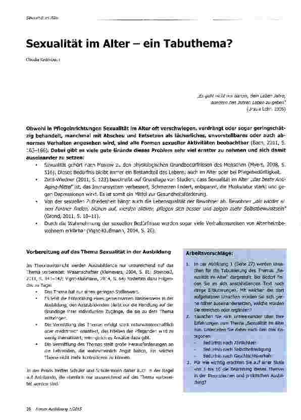 Vorschauseite 1: Sexualität im Alter - ein Tabuthema?