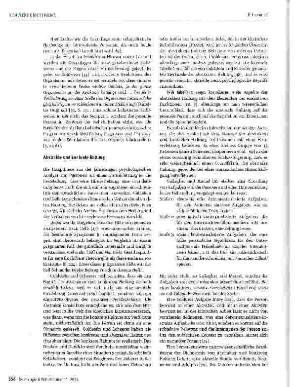 Vorschauseite 4: Kurt Goldstein und Adhemar Gelb: Haben sie eine Aktualität für die heutige Neurorehabilitation und Neuropsychologie?