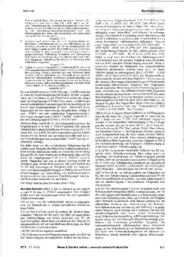 Vorschauseite 2: Eingruppierung - Arbeitsvorgang - Entgeltgruppe S 14 Anhang zu Anl. C TVöDTVÖD-V Anl. C Anh. Entgeltgruppe S 14; BAT §22