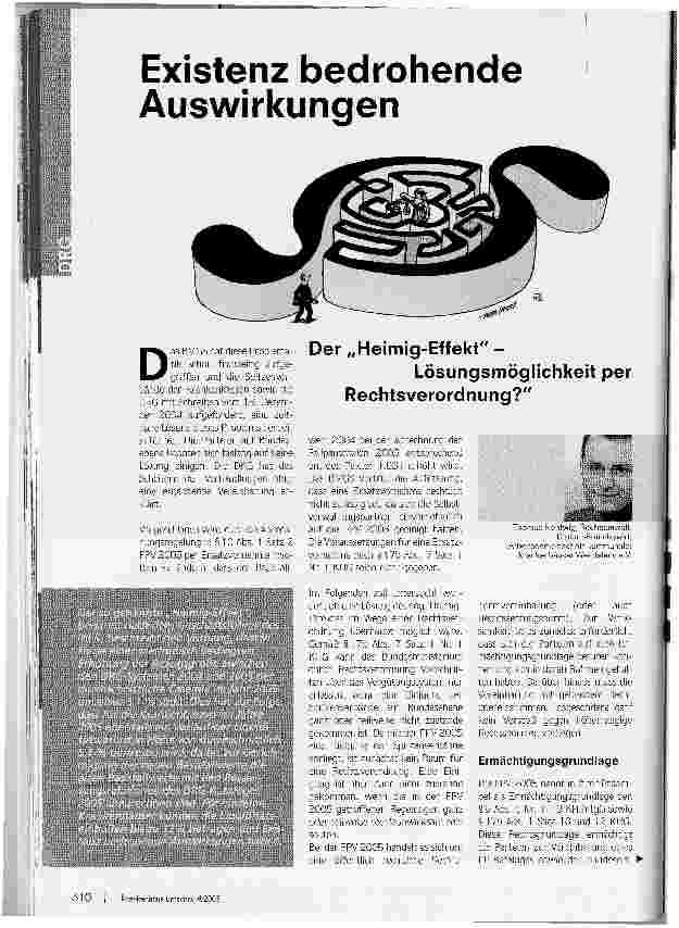 Vorschauseite 1: Existenz bedrohende Auswirkungen. Der Heimig-Effekt -Lösungsmöglichkeit per Rechtsverordnung?