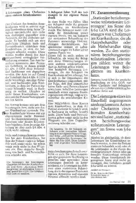 Vorschauseite 3: Konsiliarärztliche Leistungen Kürzung ärztlicher Gebühren gemäß 6a GOÄ