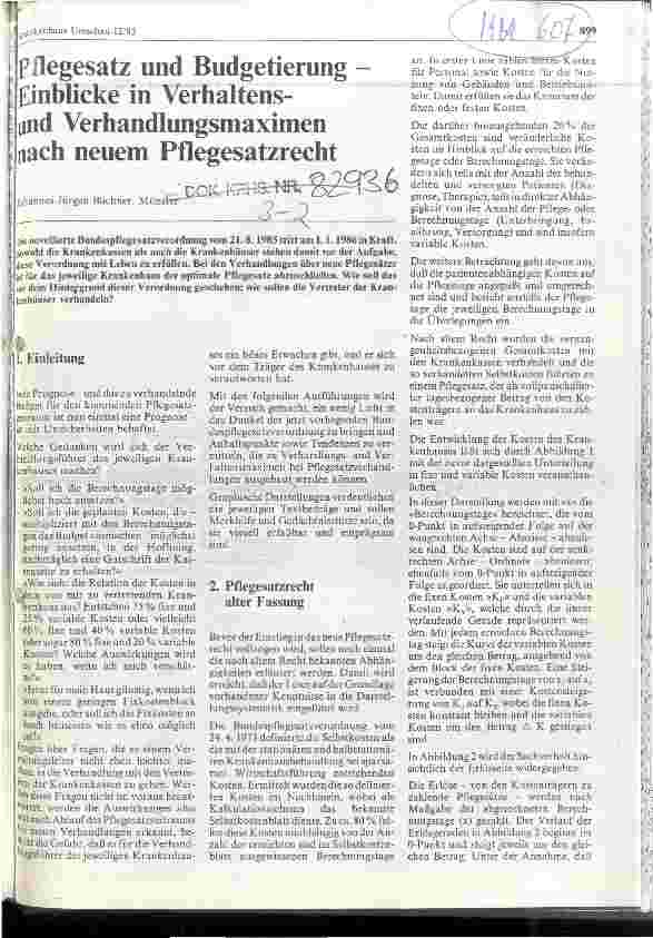 Vorschauseite 1: Pflegesatz und Budgetierung - Einblicke in Verhaltensund Verhandlungsmaximen nach neuem Pflegesatzrecht