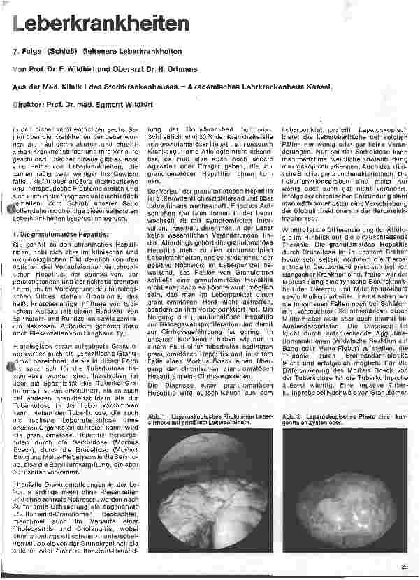 Vorschauseite 1: Leberkrankheiten 7. Folge: (Schluß) Seltenere Leberkrankheiten