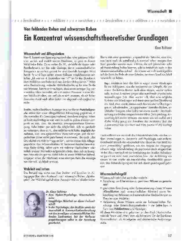Vorschauseite 1: Von fehlenden Rehen und schwarzen RabenEin Konzentrat wissenschaftstheoretischer Grundlagen