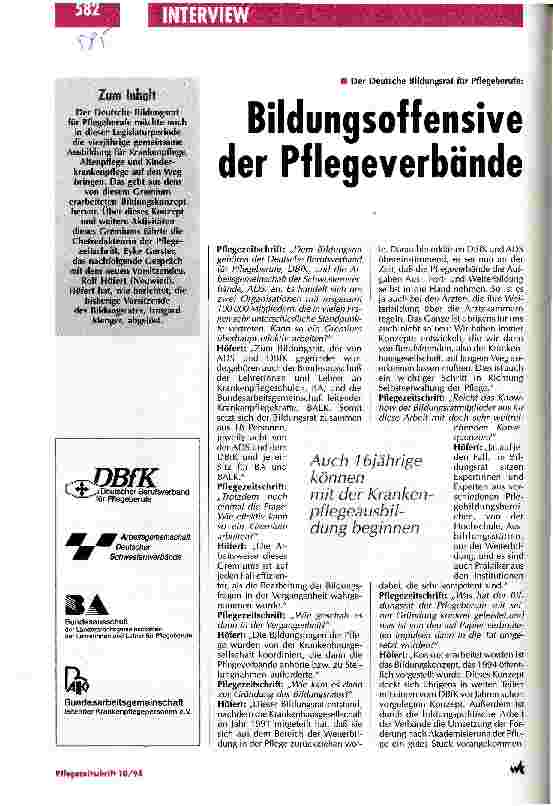 Vorschauseite 1: Bildungsoffensive der Pflegeverbände Der Deutsche Bildungsrat für Pflegeberufe